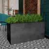 Trough 100cm Handmade Fiberstone Planter in Black - Exclusive to Primrose