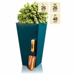H48cm Zinc Galvanised Teal Flared Square Planter - By Primrose™ -Outdoor PLANTERS Shop PP2640S 3da7