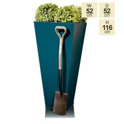 H116cm Zinc Galvanised Teal Flared Square Planter - By Primrose™ -Outdoor PLANTERS Shop PP2640XL main image c5bc