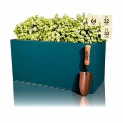 64cm Zinc Galvanised Teal Trough Planter - By Primrose™ 7 64cm Zinc Galvanised Teal Trough Planter - By Primrose™ -Outdoor PLANTERS Shop PP2641M main image no logo 3dd8