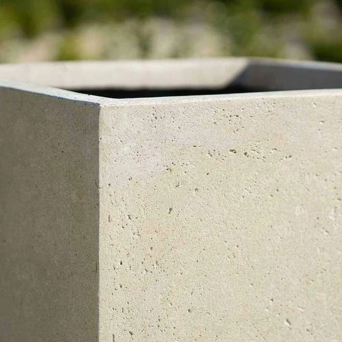 Cube 40cm Handmade Fiberstone Planter in Cream - Exclusive to Primrose 4 Cube 40cm Handmade Fiberstone Planter in Cream - Exclusive to Primrose - Image 4