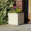 Cube 50cm Handmade Fiberstone Planter in Cream - Exclusive to Primrose