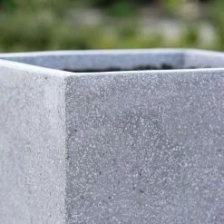 Cube 50cm Handmade Fiberstone Planter in Grey - Exclusive to Primrose -Outdoor PLANTERS Shop PP26GRYL PP26GRYM 9023