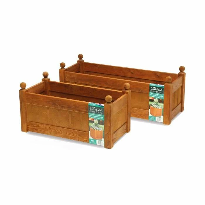 87cm Timber Beech Stain Classic Trough Planter 1 87cm Timber Beech Stain Classic Trough Planter
