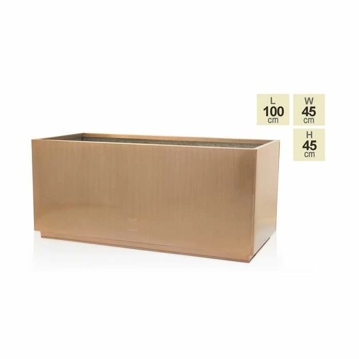 100cm Zinc Galvanised Kick-Bottom Trough Planter in Copper by Primrose™ 4 100cm Zinc Galvanised Kick-Bottom Trough Planter in Copper by Primrose™ - Image 4