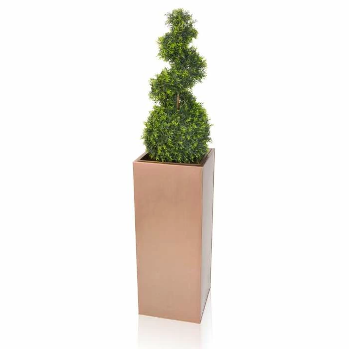 H75cm Zinc Galvanised Tall Copper Cube Planter With Insert - By Primrose™ 3 H75cm Zinc Galvanised Tall Copper Cube Planter With Insert - By Primrose™ - Image 3