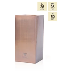 H50cm Zinc Galvanised Tall Cube Planters in Copper - By Primrose™ -Outdoor PLANTERS Shop PP2828S main image cda1
