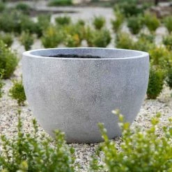 Round 60cm Handmade Fiberstone Planter in Grey - Exclusive to Primrose -Outdoor PLANTERS Shop PP28GRY 2 822e