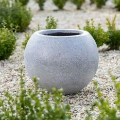 Sphere 32cm Handmade Fiberstone Planter in Grey - Exclusive to Primrose -Outdoor PLANTERS Shop PP29GRY 2 fbfc