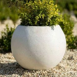 Sphere 32cm Handmade Fiberstone Planter in White - Exclusive to Primrose -Outdoor PLANTERS Shop PP29WHT 2 68f5