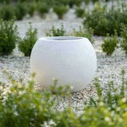 Sphere 32cm Handmade Fiberstone Planter in White - Exclusive to Primrose -Outdoor PLANTERS Shop PP29WHT 3 6904