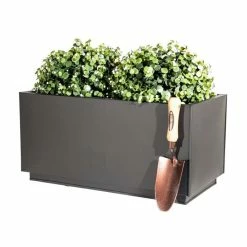 60cm Zinc Galvanised Kick-Bottom Trough Planter in Black by Primrose™ -Outdoor PLANTERS Shop PP3006S add image 4 1aeb