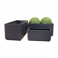 60cm Zinc Galvanised Kick-Bottom Trough Planter in Black by Primrose™ -Outdoor PLANTERS Shop PP3006S add image 5 36ec