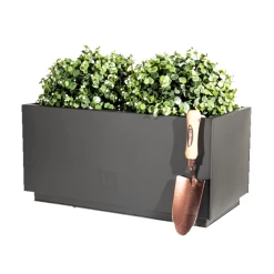60cm Zinc Galvanised Kick-Bottom Trough Planter in Black by Primrose™ -Outdoor PLANTERS Shop PP3006S feed image 11ce