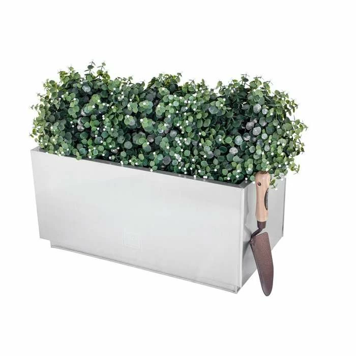 60cm Zinc Galvanised Kick-Bottom Trough Planter in Silver by Primrose™ 4 60cm Zinc Galvanised Kick-Bottom Trough Planter in Silver by Primrose™ - Image 4