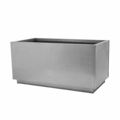 60cm Zinc Galvanised Kick-Bottom Trough Planter in Silver by Primrose™
