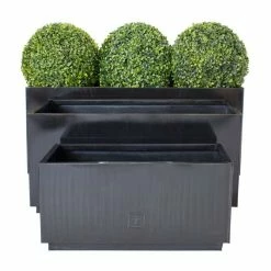 100cm Zinc Galvanised Kick-Bottom Trough Planter in Platinum by Primrose™ -Outdoor PLANTERS Shop PP3008L add image 3 c36c