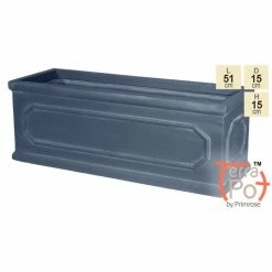 51cm Terracotta Fibrecotta Kensington Lead Effect Framed Trough Planter - By Terra Pot™