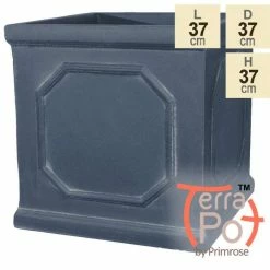 H37cm Chelsea Lead Effect Framed Cube Planter - By Terra Pot
