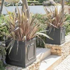 H45cm Buckingham Lead Effect Framed Cube Planter - By Terra Pot™ -Outdoor PLANTERS Shop PP3031 add image 1 66e7