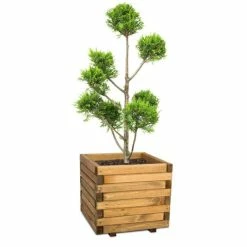 50cm Medium Wooden Pine Raised Cube Planter -Outdoor PLANTERS Shop PP3422 add image 2 607e