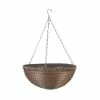 36cm Faux Rattan Chestnut Brown Hanging Basket Planter - by Smart Garden