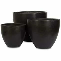 D32cm Light Polystone Large Egg Shape Planter in Black -Outdoor PLANTERS Shop PP3914 add image 4 096d