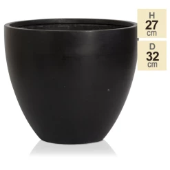 D32cm Light Polystone Large Egg Shape Planter in Black -Outdoor PLANTERS Shop PP3914 main image dec2