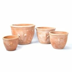 D30cm Terracotta Pot With Fleur De Lis -Outdoor PLANTERS Shop PP3964 add image 4 3b08