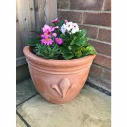 D30cm Terracotta Pot With Fleur De Lis -Outdoor PLANTERS Shop PP3964 add image 5 06ba