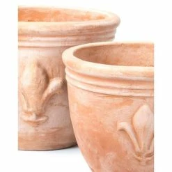 D38.5cm Terracotta Planter With Fleur De Lis -Outdoor PLANTERS Shop PP3965 add image 3 7e45