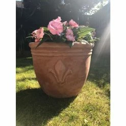 D47cm Terracotta Planter With Fleur De Lis -Outdoor PLANTERS Shop PP3966 add image 6 31ee