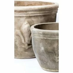 D47cm Stone Terracotta Planter With Fleur De Lis -Outdoor PLANTERS Shop PP3971 add image 3 673e