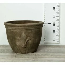 D47cm Stone Terracotta Planter With Fleur De Lis -Outdoor PLANTERS Shop PP3971 add image 4 9211