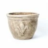 D47cm Stone Terracotta Planter With Fleur De Lis