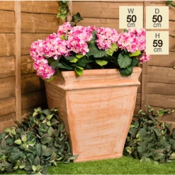 H59cm Terracotta Tapered Cube Planter -Outdoor PLANTERS Shop PP3975 main image cc1a