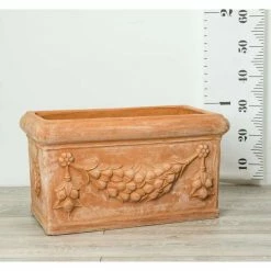 W54cm Small Terracotta Trough With Detail -Outdoor PLANTERS Shop PP3977 add image 4 8821