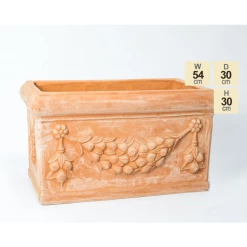 W54cm Small Terracotta Trough With Detail -Outdoor PLANTERS Shop PP3977 main image 61f2