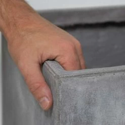 23cm Fibrecotta Small Cement Finish Cube Pot -Outdoor PLANTERS Shop PP4041S add image 4 6fd0