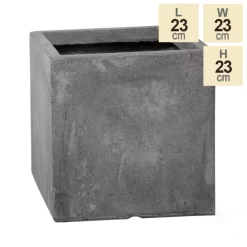 23cm Fibrecotta Small Cement Finish Cube Pot -Outdoor PLANTERS Shop PP4041S main image ac01