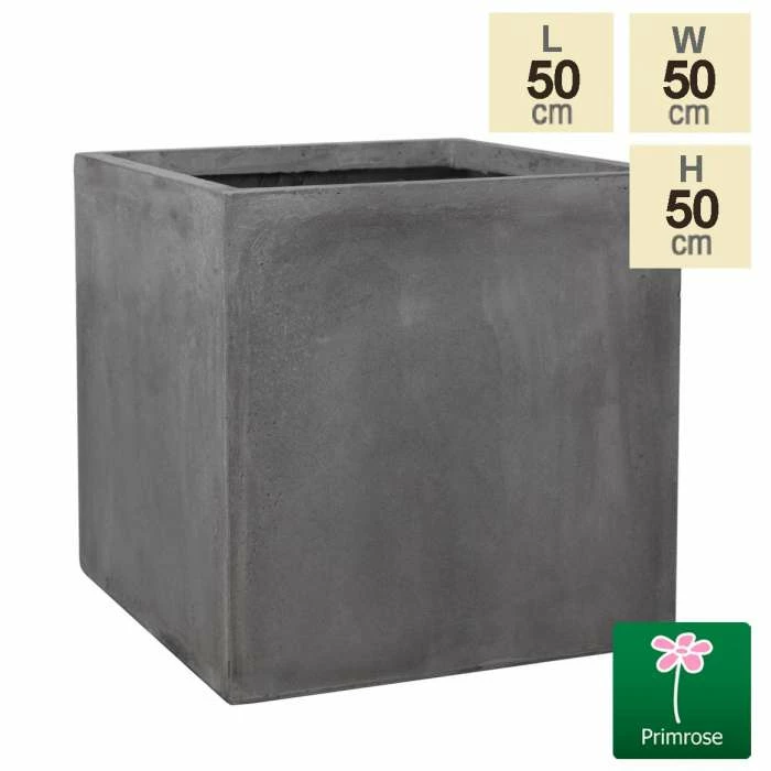 50cm Fibrecotta XL Cement Finish Cube Planter 1 50cm Fibrecotta XL Cement Finish Cube Planter