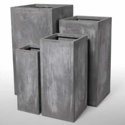 60cm Fibrecotta Cement Finish Tall Cube Planter -Outdoor PLANTERS Shop PP4042M add image 4 a0cd