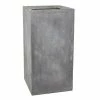 80cm Fibrecotta Cement Finish Tall Cube Planter