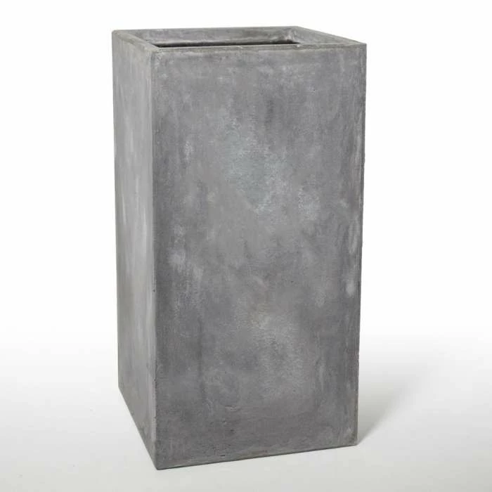 80cm Fibrecotta Cement Finish Tall Cube Planter 2 80cm Fibrecotta Cement Finish Tall Cube Planter - Image 2