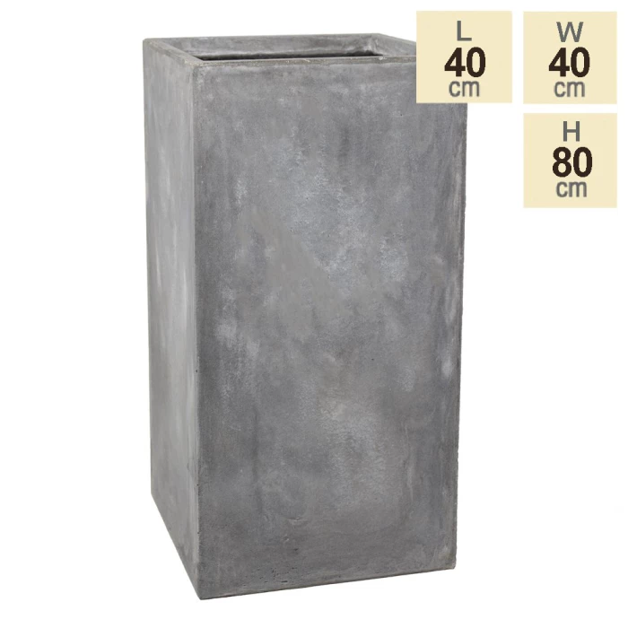 80cm Fibrecotta Cement Finish Tall Cube Planter 6 80cm Fibrecotta Cement Finish Tall Cube Planter - Image 6