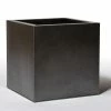 50cm Cube Zinc Silver & Black Textured Dipped Galvanised Planter