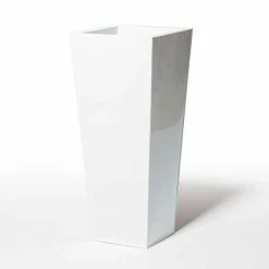 90cm Flared Square Zinc White Gloss Dipped Galvanised Plante