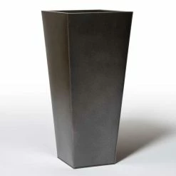 90cm Flared Square Zinc Silver & Black Textured Dipped Galvanised Planter