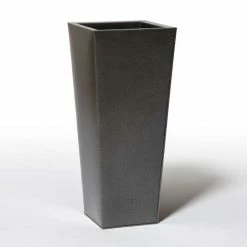 70cm Flared Square Zinc Silver & Black Textured Dipped Galvanised Planter -Outdoor PLANTERS Shop PP40775 add image 1 75d2