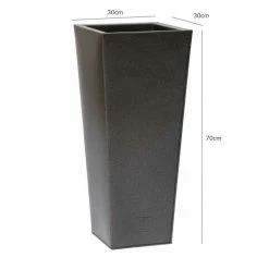 70cm Flared Square Zinc Silver & Black Textured Dipped Galvanised Planter -Outdoor PLANTERS Shop PP40775 add image 2 e302